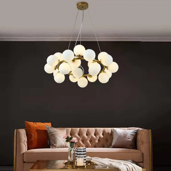 25‑Globe Gold Sphere Chandelier – Modern Radiance