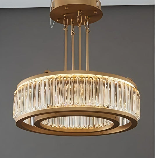 Original supplier image of 5001-600 antique brass crystal ring chandelier; supplier-listed size 600 mm.