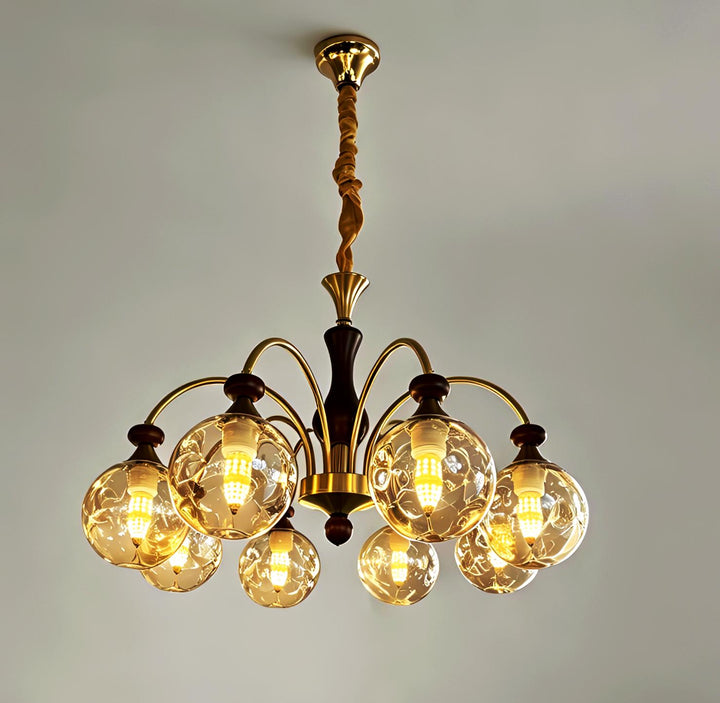 Bliss & Birch Eight-Globe Amber Arm Chandelier