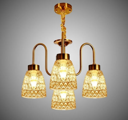 Original supplier image of H430-3+1 Amber four-light bell chandelier.