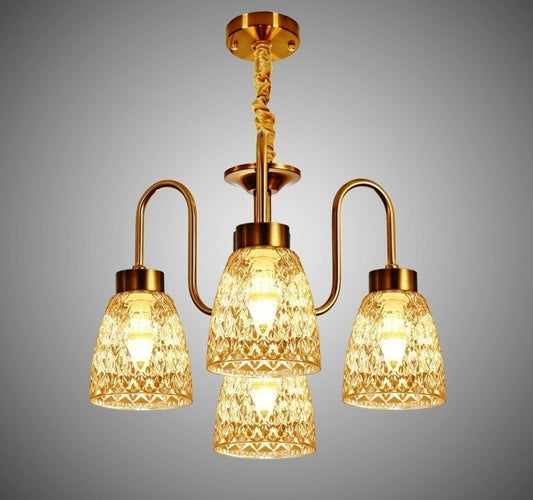 Original supplier image of H430-3+1 Amber four-light bell chandelier.