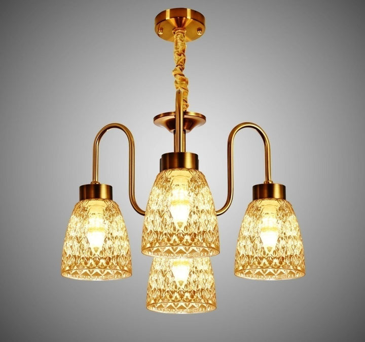 Bliss & Birch Four-Light Amber Bell Chandelier