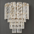 Layered clear crystal and gold wall light, unlit