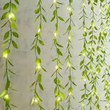 B&B Leaf Vine Decorative LED String Lights – Warm White Hanging Greenery Lights