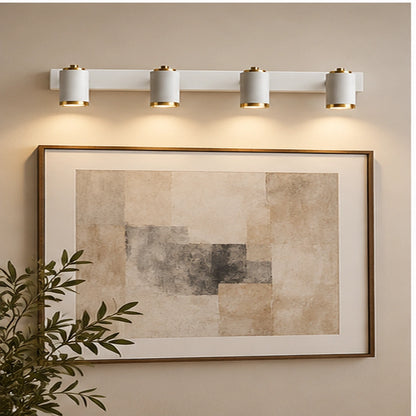 Four-light picture light above artwork