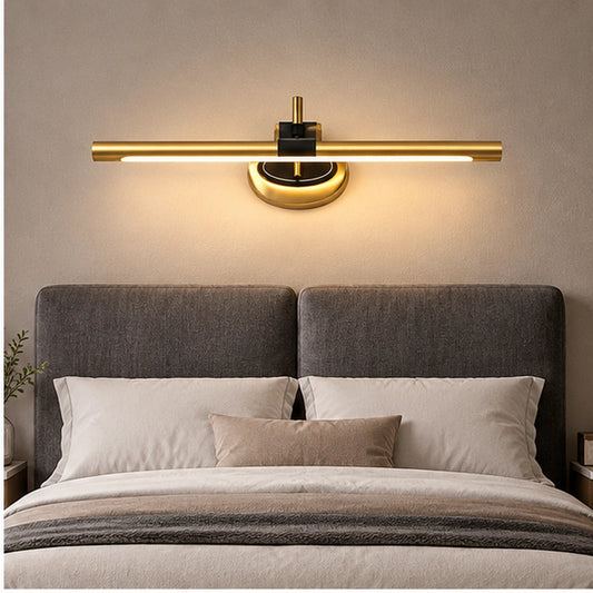 Semicircle linear wall light above a mirror