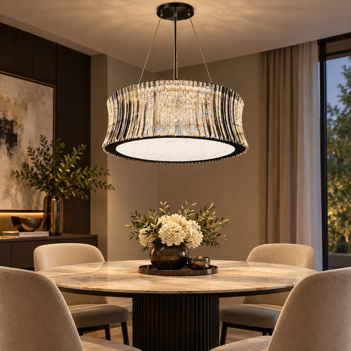 Bliss & Birch Smoked Faceted Drum Chandelier