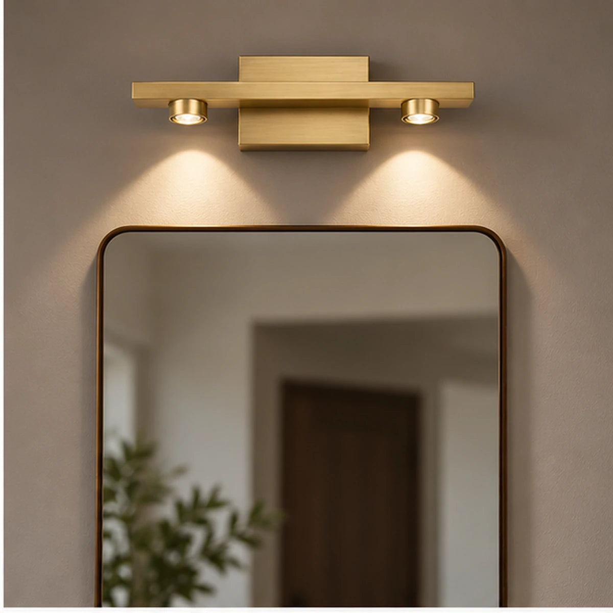 Two-light accent bar above a mirror