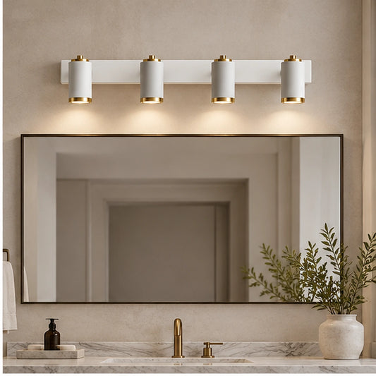 Four-light picture light above a mirror