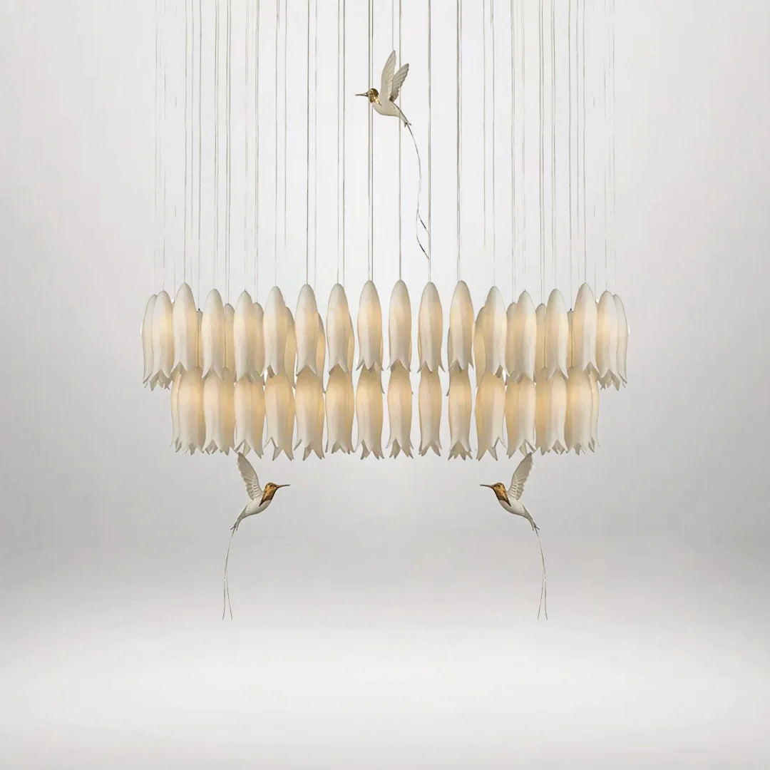 B&B Multi-Heads Stylised Blooming Buds Linear Chandelier Light