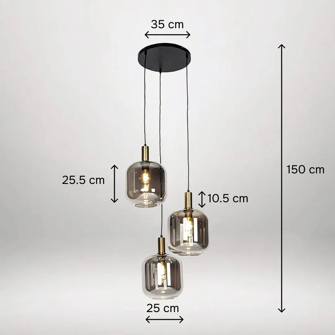 B&B Modern Smokey Glass Hanging Light
