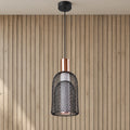 Nested black mesh and copper pendant light, unlit