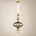Ornate smoke-glass and gold single pendant, full product hero