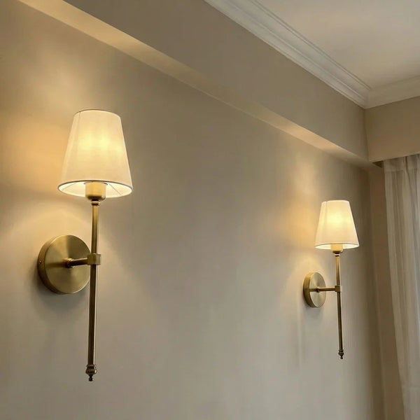 Ivory Grace Fabric & Gold Wall Sconce
