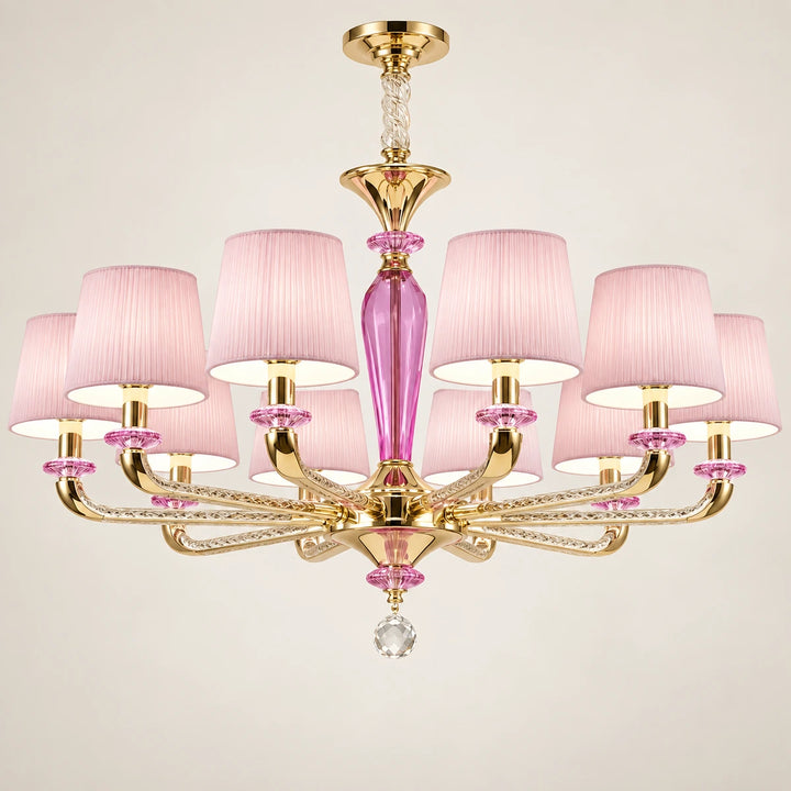 Bliss & Birch Pink Shade Ten-Light Chandelier