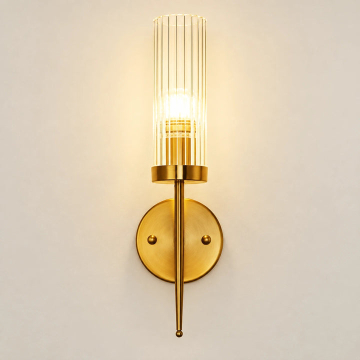 Bliss & Birch Tall Ribbed Glass Cylinder Wall Sconce