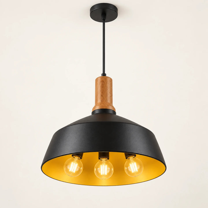 Bliss & Birch Black Dome Three-Light Pendant