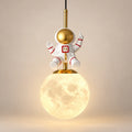 Astronaut globe pendant on a warm studio background