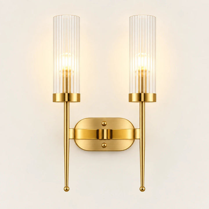 Bliss & Birch Twin Ribbed Glass Cylinder Wall Sconce