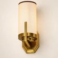 Tall cylinder shade wall sconce with faceted brass-tone mount