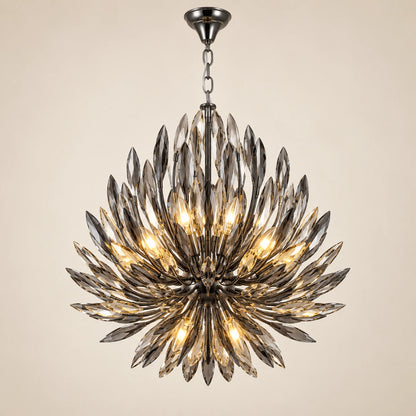 Smoke crystal branch chandelier on a warm studio background