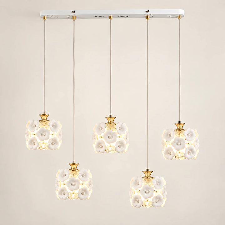 Bliss & Birch Floral Ceramic Five-Shade Pendant Cluster