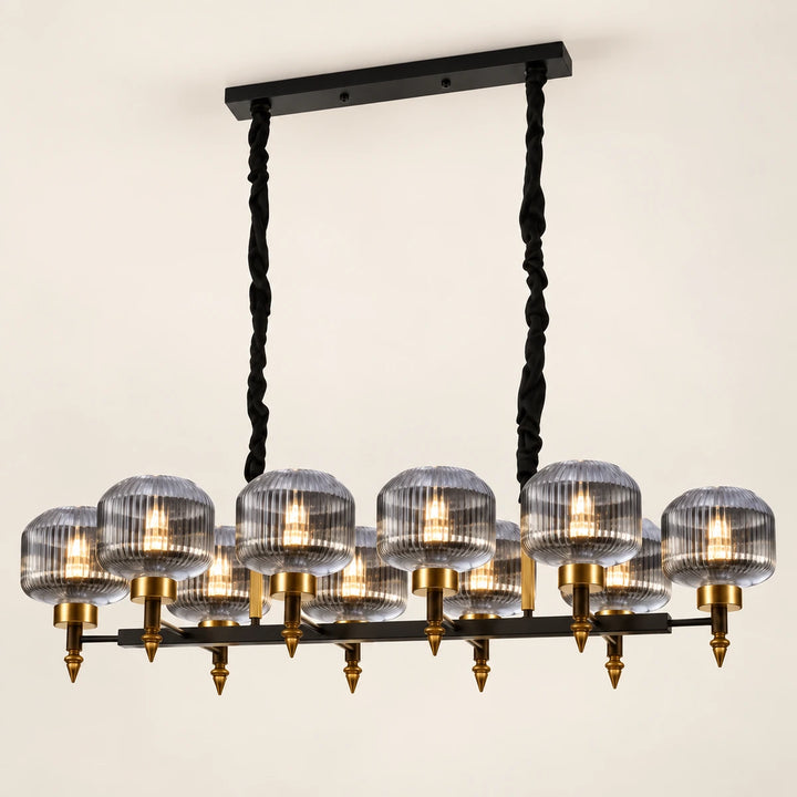 Bliss & Birch Smoke Glass Ten-Light Linear Pendant
