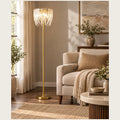 Ribbed-glass fringe floor lamp in a premium living room