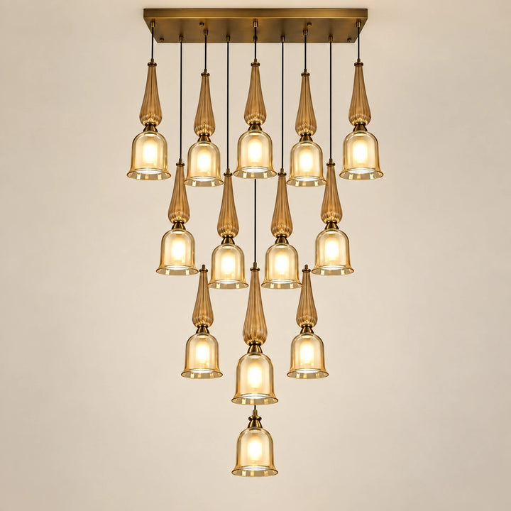 Bliss & Birch Thirteen-Light Amber Glass Cascade Chandelier