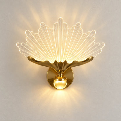 Radiant fan illuminated wall art on a warm studio wall
