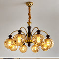 Eight-globe amber arm chandelier