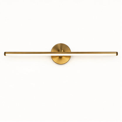 Antique brass round-mount linear mirror light