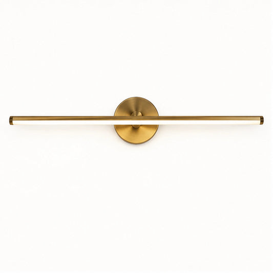 Antique brass round-mount linear mirror light