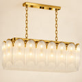Gold frosted glass scalloped linear chandelier