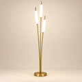Illustration of staggered three-tube floor lamp; physical scale and light output unverified