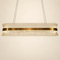 Antique brass clear glass lattice linear chandelier