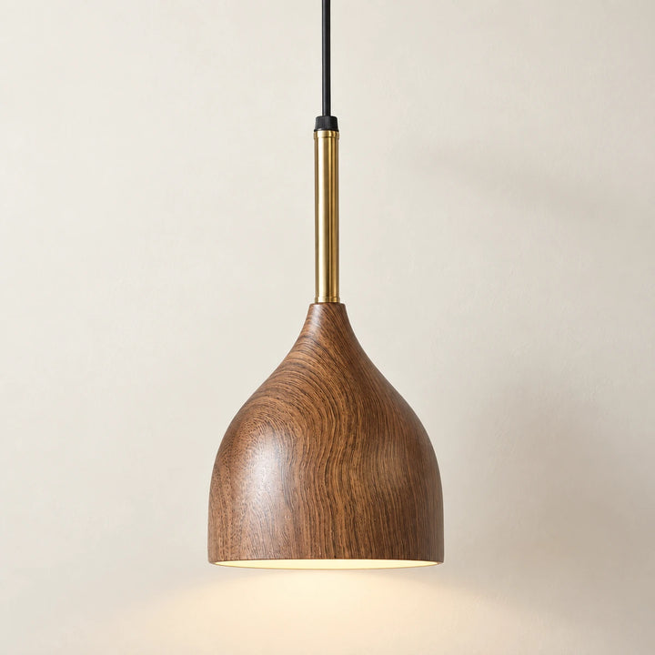 Bliss & Birch Wood-Grain Teardrop Pendant