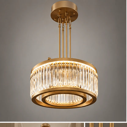 Antique brass crystal ring chandelier