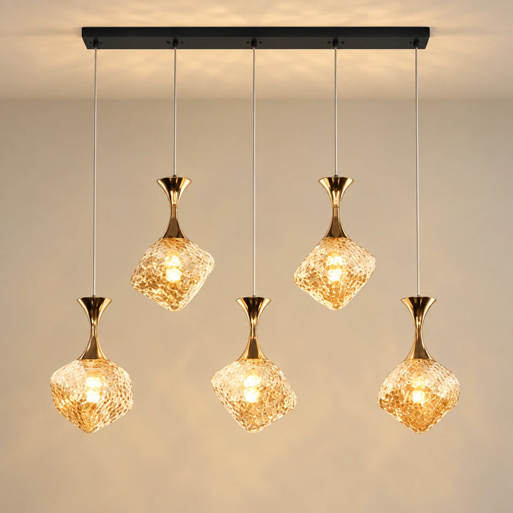 Bliss & Birch Five-Light Faceted Glass Cluster Pendant