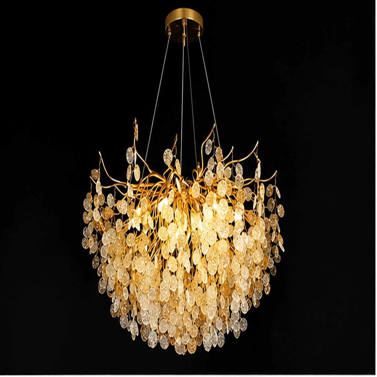Amber crystal leaf chandelier
