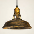 Illustration of 7212 GD distressed antique-gold dome pendant; physical scale and light output unverified