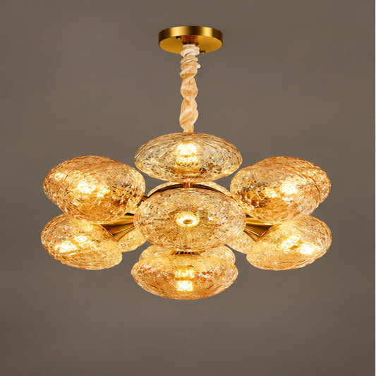 Thirteen-globe amber cluster chandelier