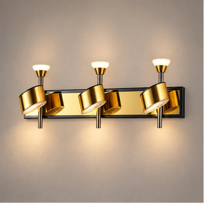 Gold three-head adjustable wall light