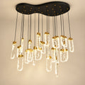 Gold clear loop twenty-two-light cluster chandelier