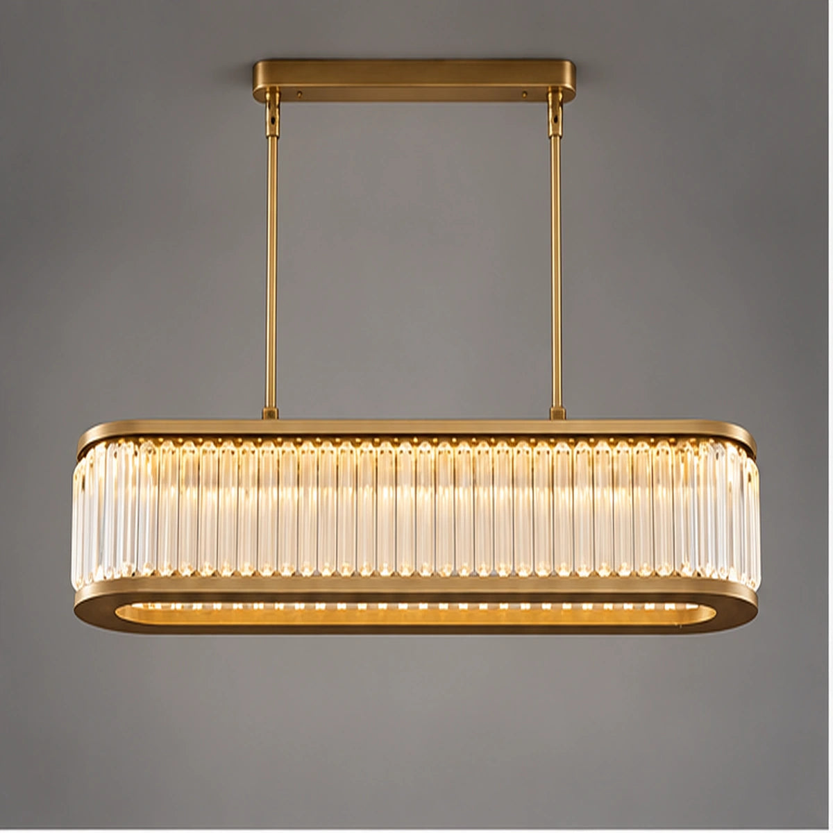 Antique brass linear crystal chandelier