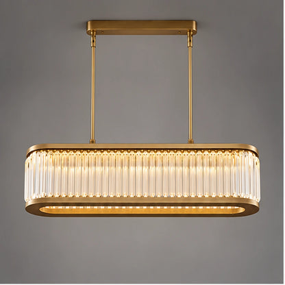 Antique brass linear crystal chandelier