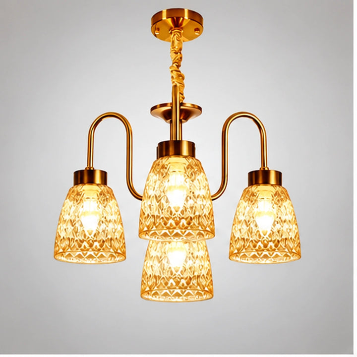 Bliss & Birch Four-Light Amber Bell Chandelier
