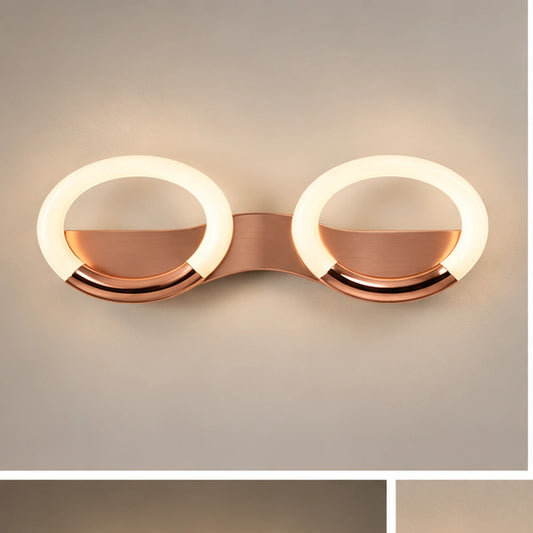 Rose-gold two-ring LED wall light