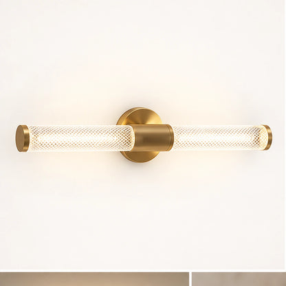 Antique brass textured cylinder mirror light
