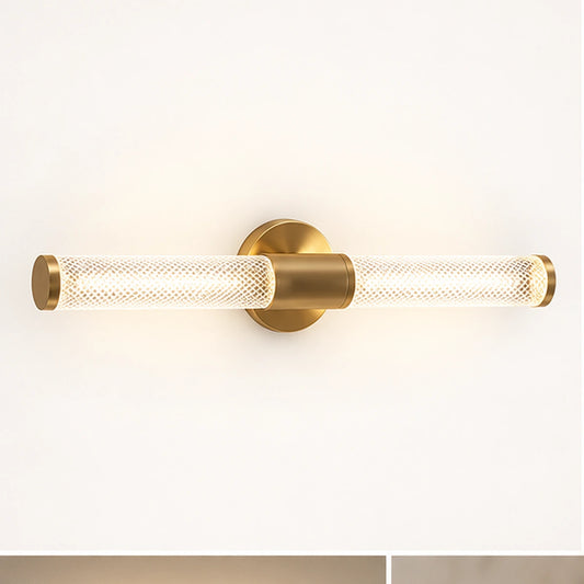Antique brass textured cylinder mirror light
